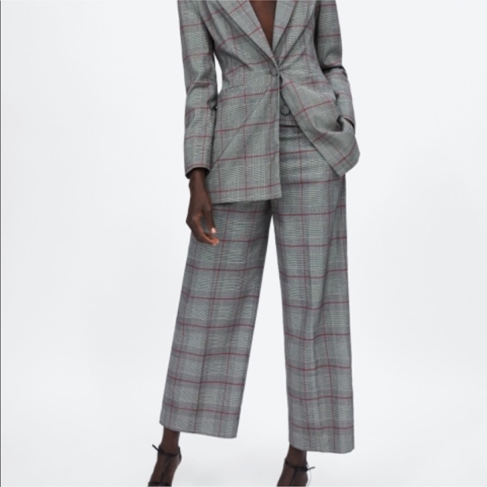 Grey Plaid wide leg culottes Size XS